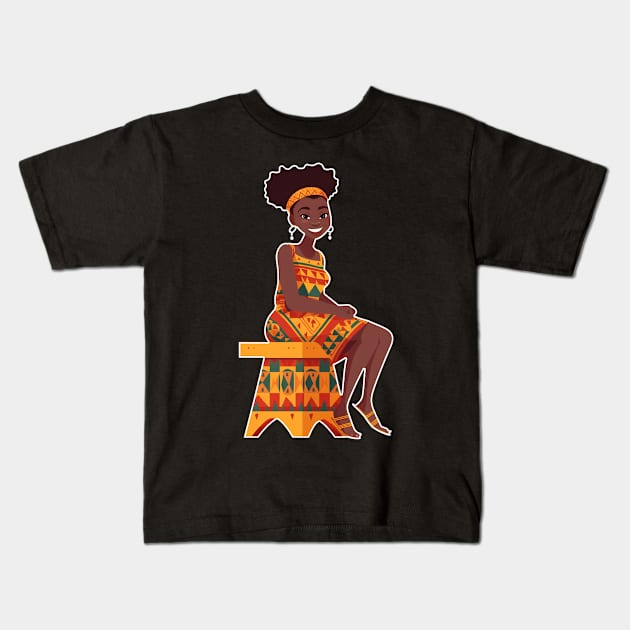 Melanin African Girl Kids T-Shirt by Merchweaver